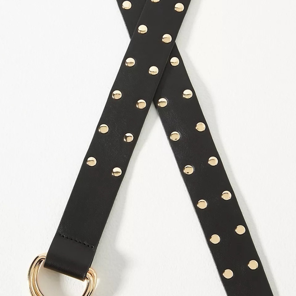 NWT By Anthropologie BlacknFaux-Leather Studded Belt M/L - Picture 2 of 4